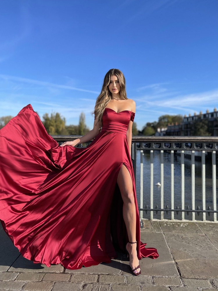 Ada Off the Shoulder Satin Long Dress