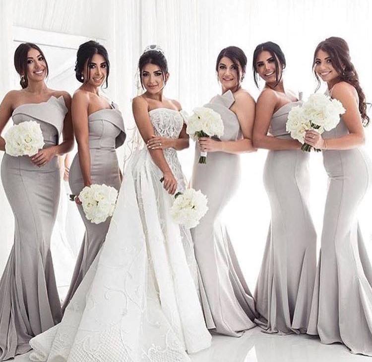 silver bridesmaid dresses