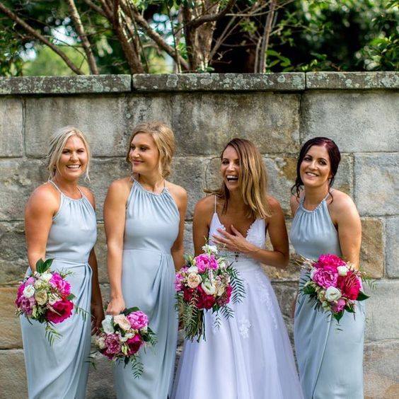 Shona Joy High Neck Ruched Dress - Cornflower Cocktail Bridesmaids Dresses Sydney Melbourne Adelaide Brisbane Perth Canberra