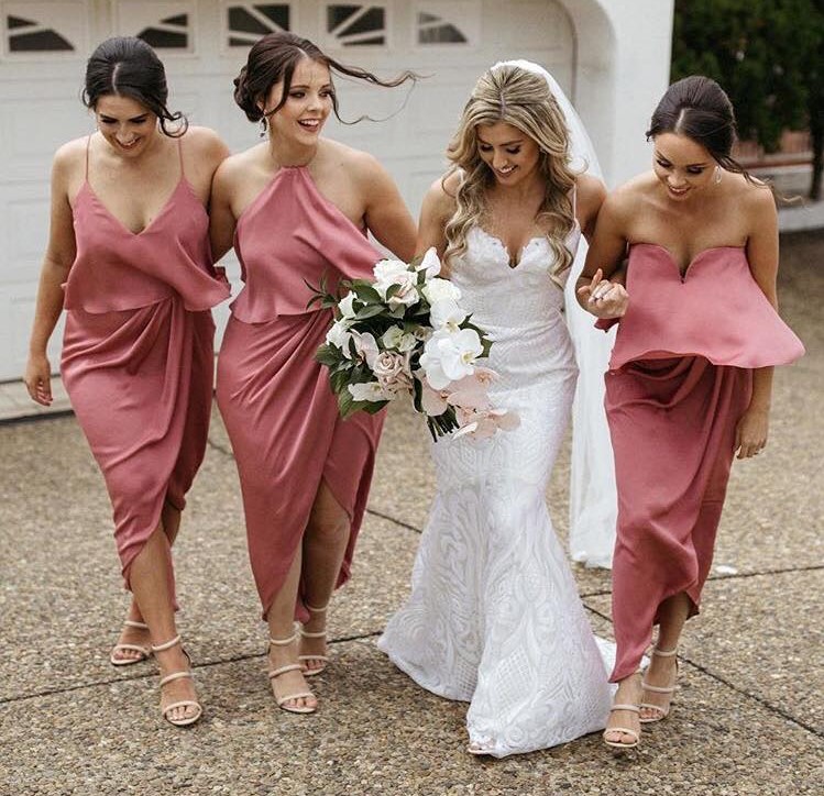 rose pink dresses for bridesmaids