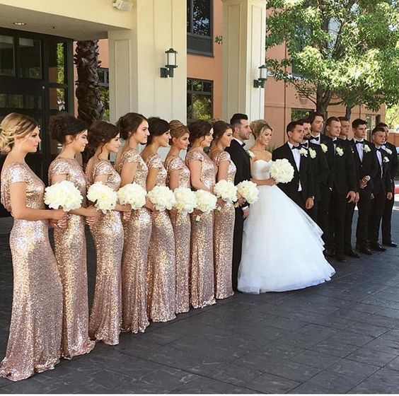 gold bridesmaid dresses