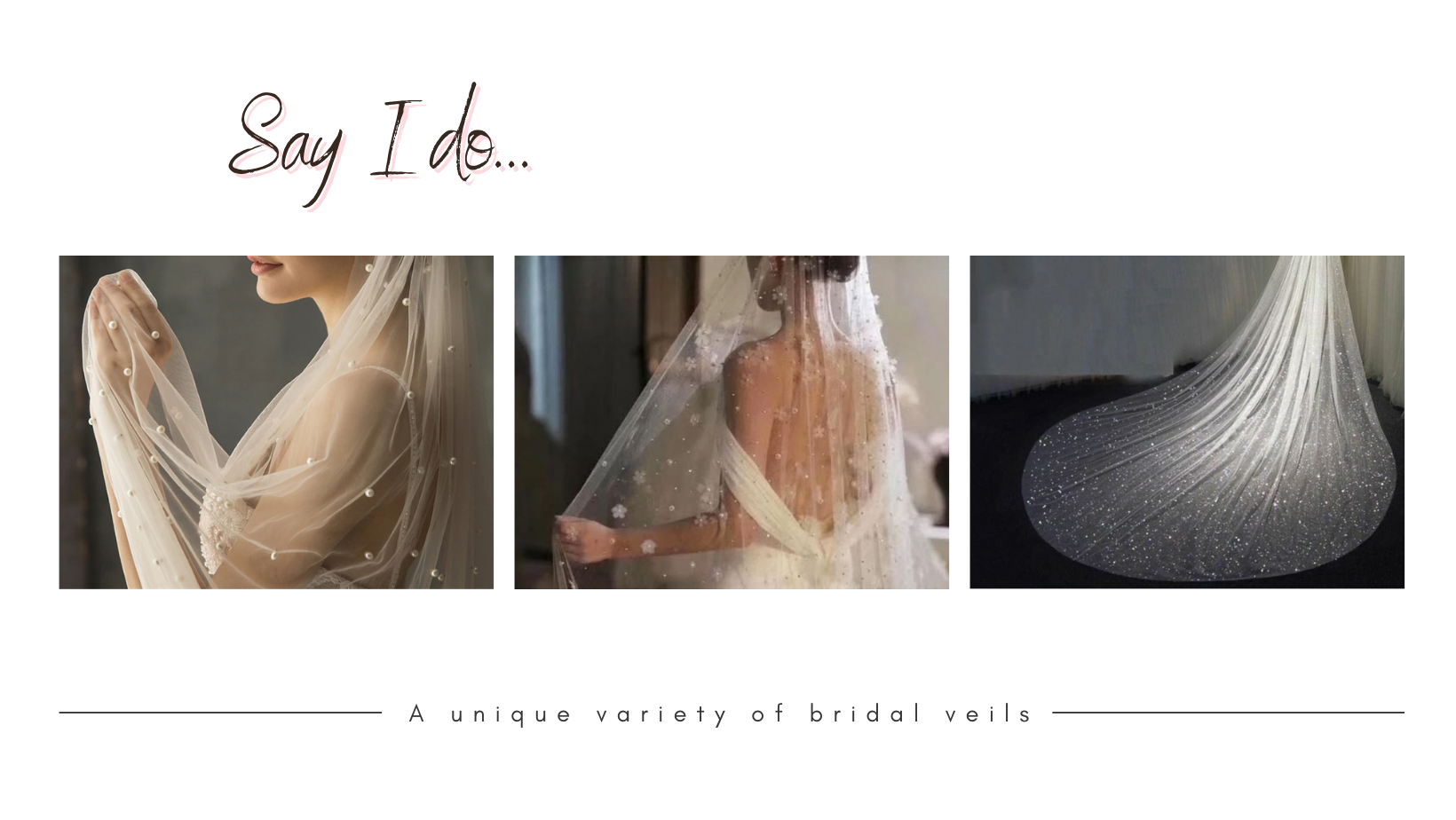 Assortment of Plain and Embellished Beaded Pearl Lace Applique Bridal Veils at Fashionably Yours