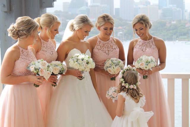 Soft pink bridesmaid dresses discount