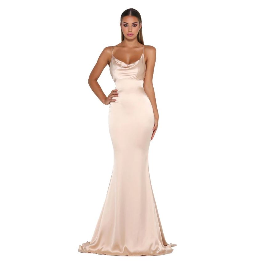 Dana Satin Dress Champagne by Portia & Scarlett