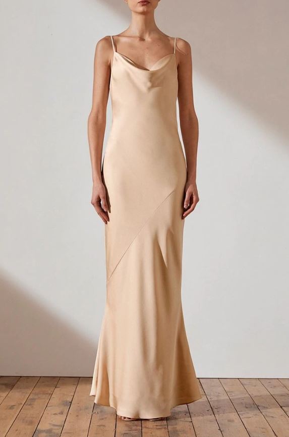 Shona Joy Bias Cowl Slip Dress - Champagne