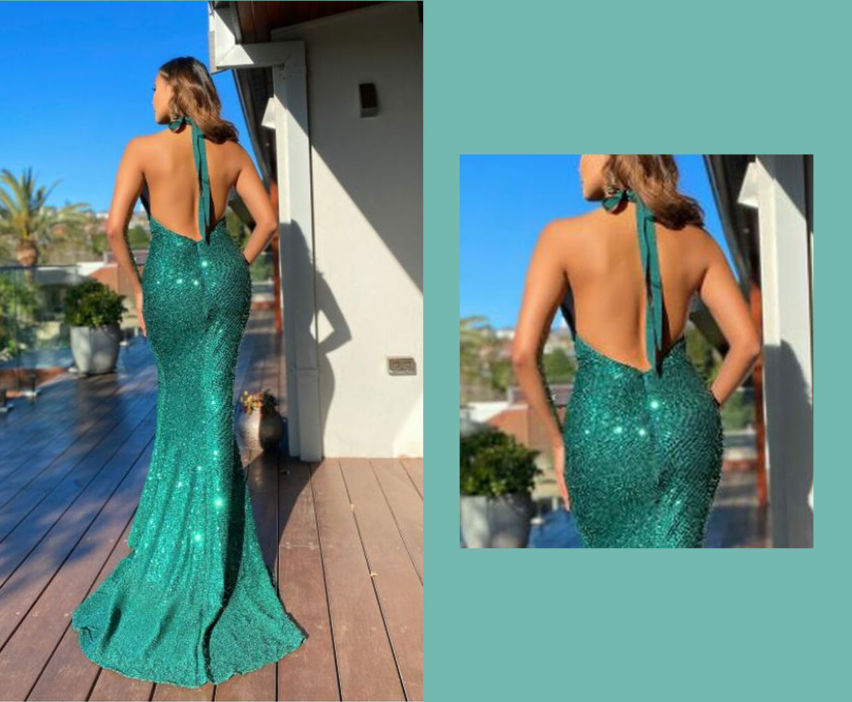 Fee Backless Sequin Halter Neck Mermaid School Formal Dress Jadore Evening Online Australia Fashionably Yours