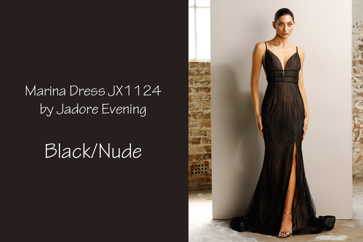 Marina Dress JX1124 Jadore Black Nude