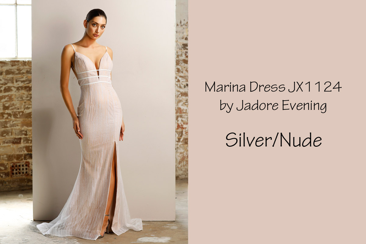 Marina Dress JX1124 Silver/Nude