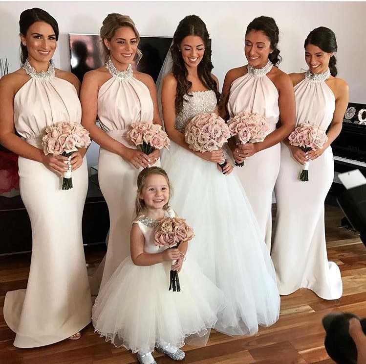 champagne bridal party dresses