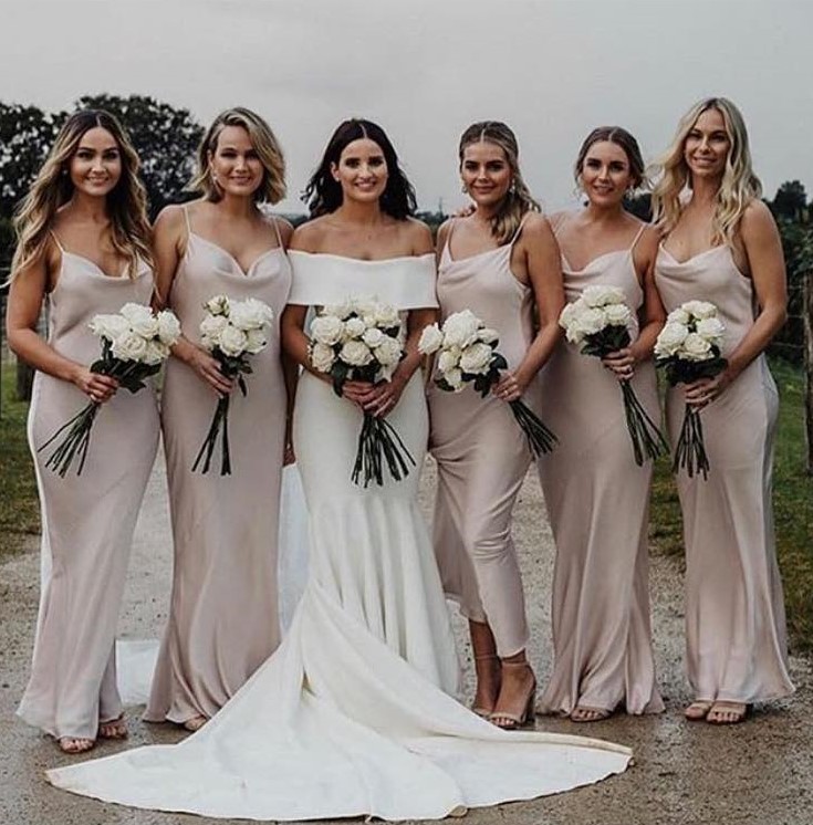 Champagne Nude Bridesmaid Dresses Online Bias Cowl Slip Dress Shona Joy Australia Afterpay