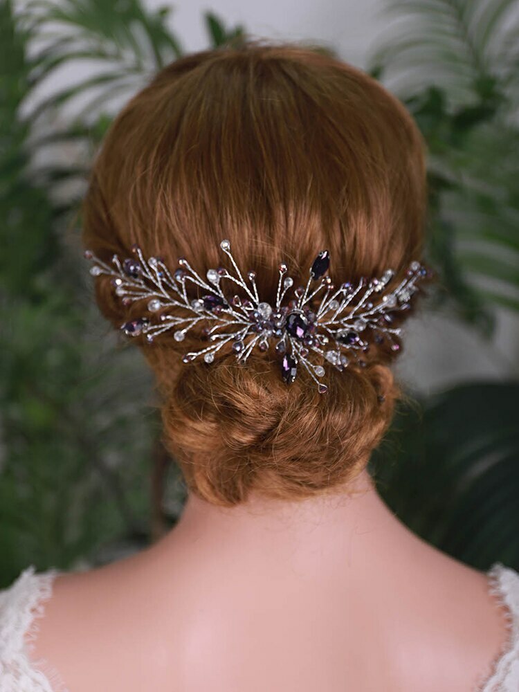 Romantic Purple Rhinestones Hairpiece