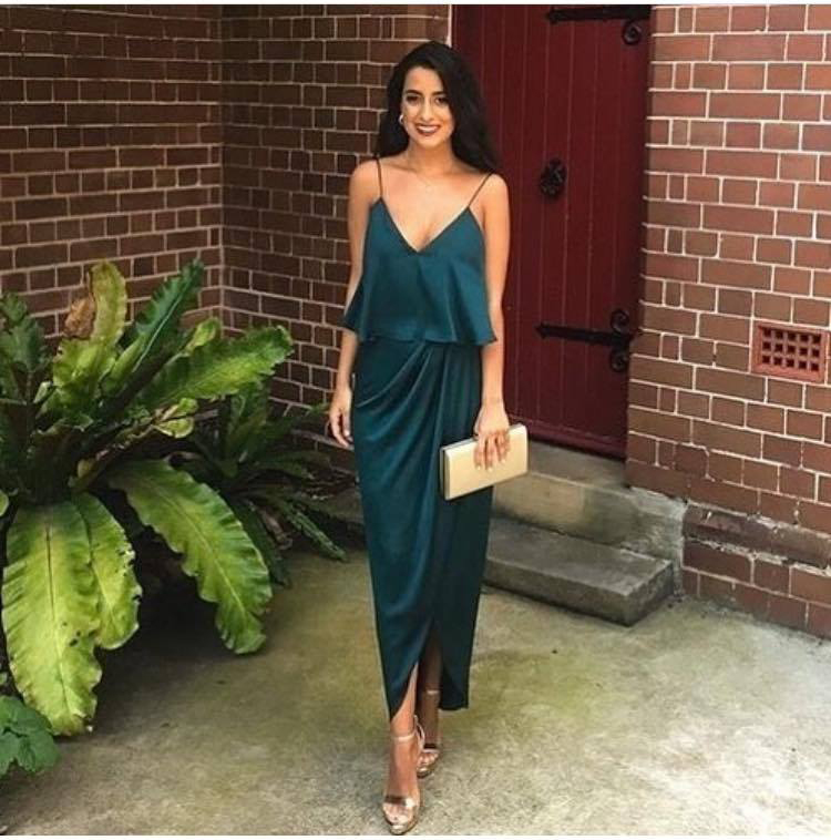 Shona Joy Luxe Cocktail Frill Dress - Emerald Modern Summer Wedding Guest Dresses Sydney Melbourne Adelaide Perth Brisbane Canberra