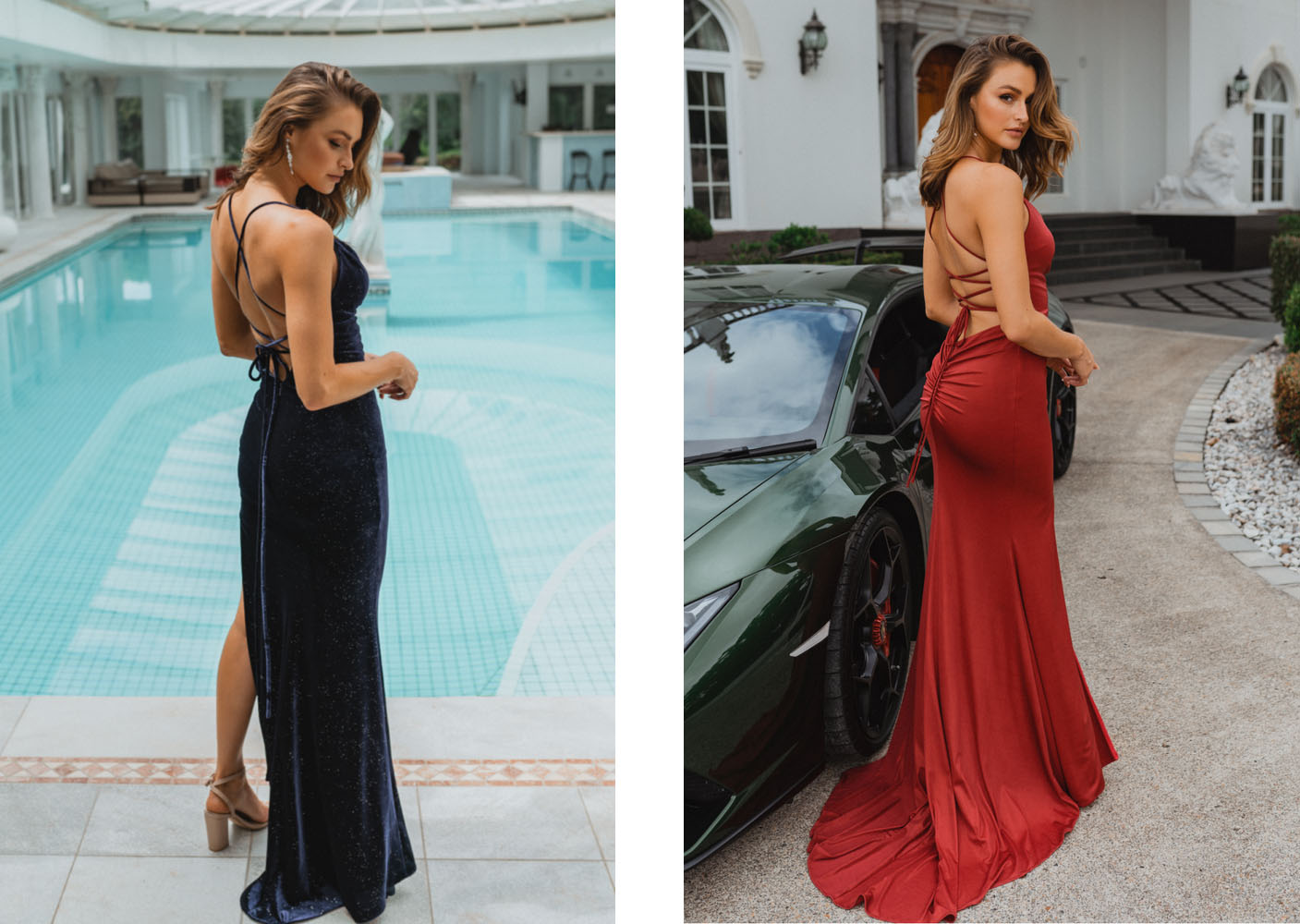 Backless Lace-Up Tie Back School Formal Evening Dresses Australia by Tania Olsen Designs at Fashionably Yours Bridal