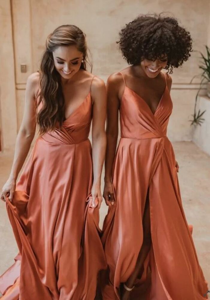 Suva TO875 Burnt Orange Satin Bridesmaid Dress Australia by Tania Olsen Designs at Fashionably Yours