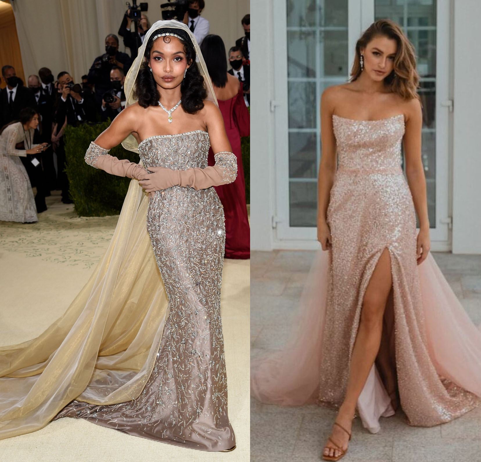Yara Shahidi in Christian Dior Met Gala 2021 & Houston TC335 Sequin Gown by Tania Olsen Designs at Fashionably Yours