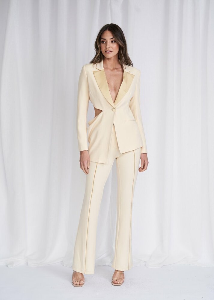 Yasmin Yellow Blazer and Pants Date Night Valentine's Day Pantsuit Party Wear Fashionably Yours